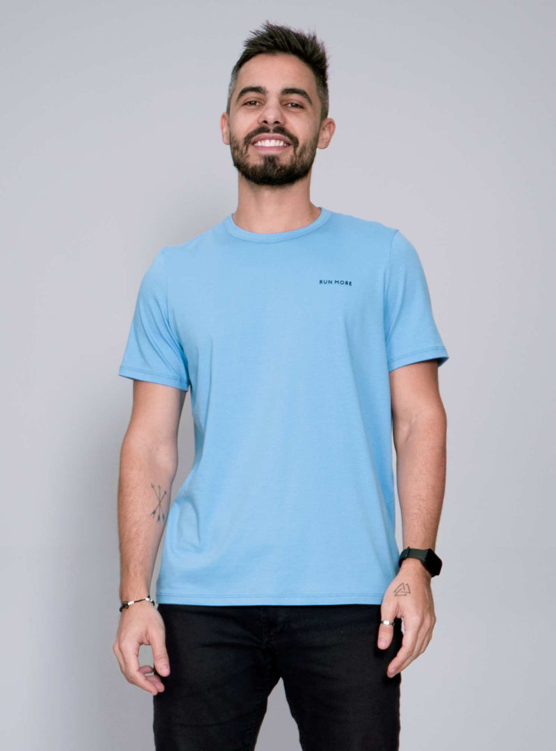 CAMISETA MASCULINA ALGODÃO EGIPICIO AZUL M