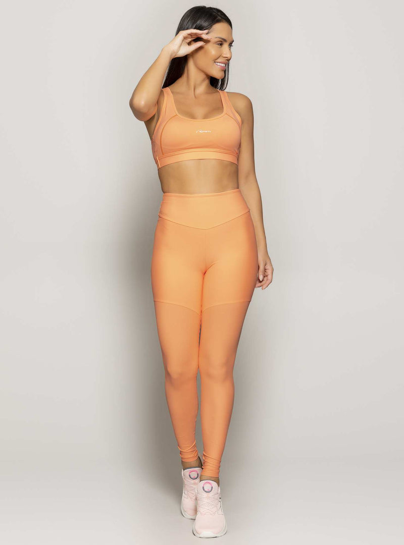 LEGGING BLOCKING CINTURA ALTA COMPRESSION LARANJA P