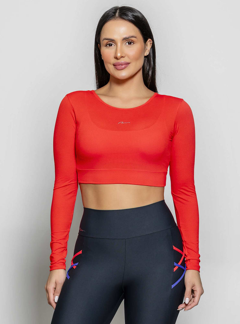 CROPPED MANGA LONGA MAX FRESH VERMELHO M