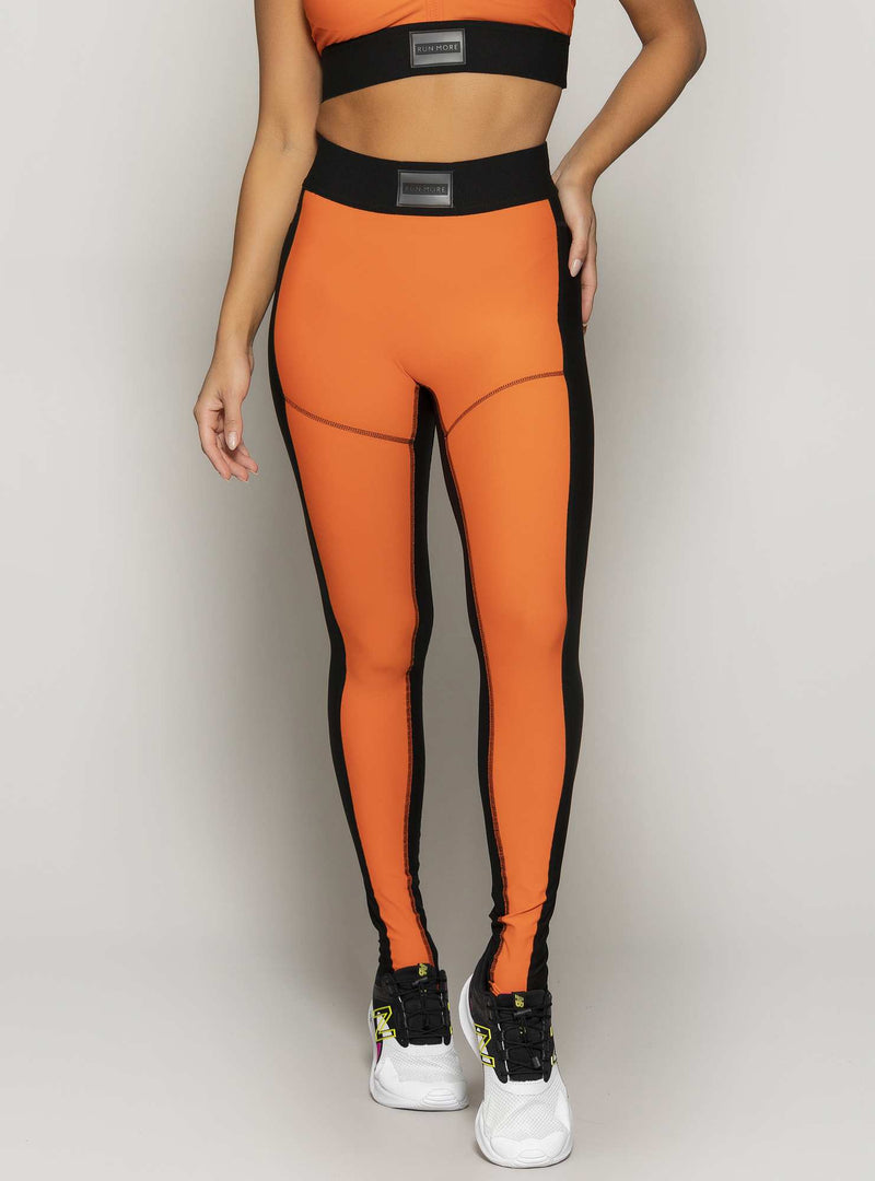 LEGGING COS COM ELASTICO  PRETA COM LARANJA  P