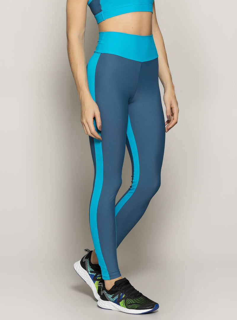 LEGGING BLOCKING CINTURA ALTA COMPRESSION 2 TONS DE AZUL M