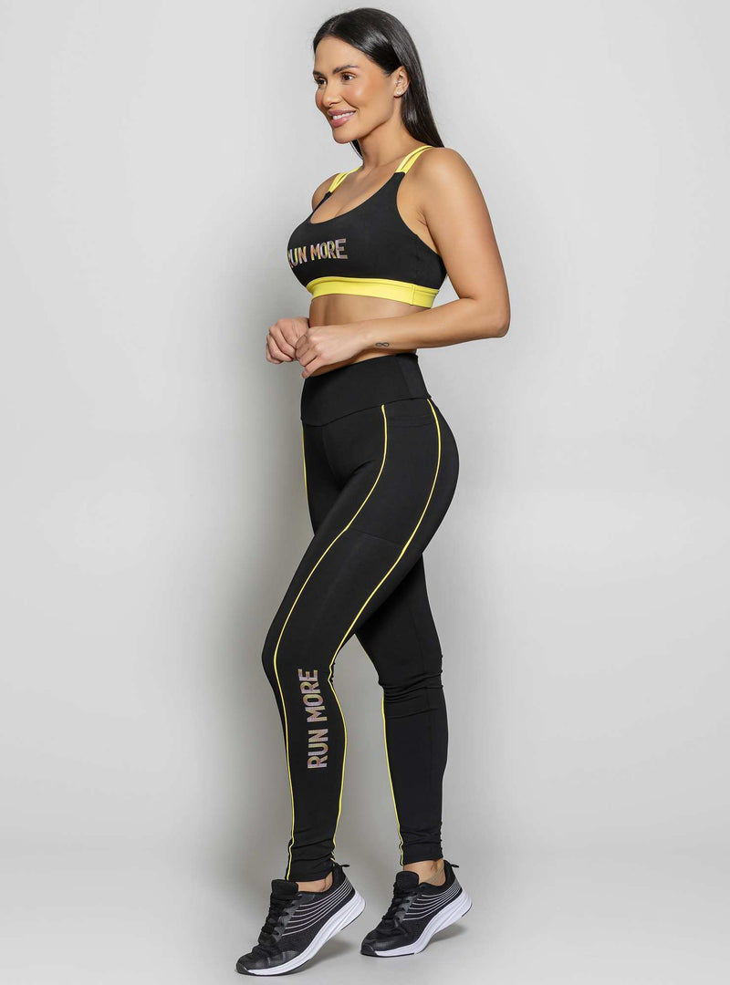 LEGGING COM BOLSO PRETO/AMARELO P