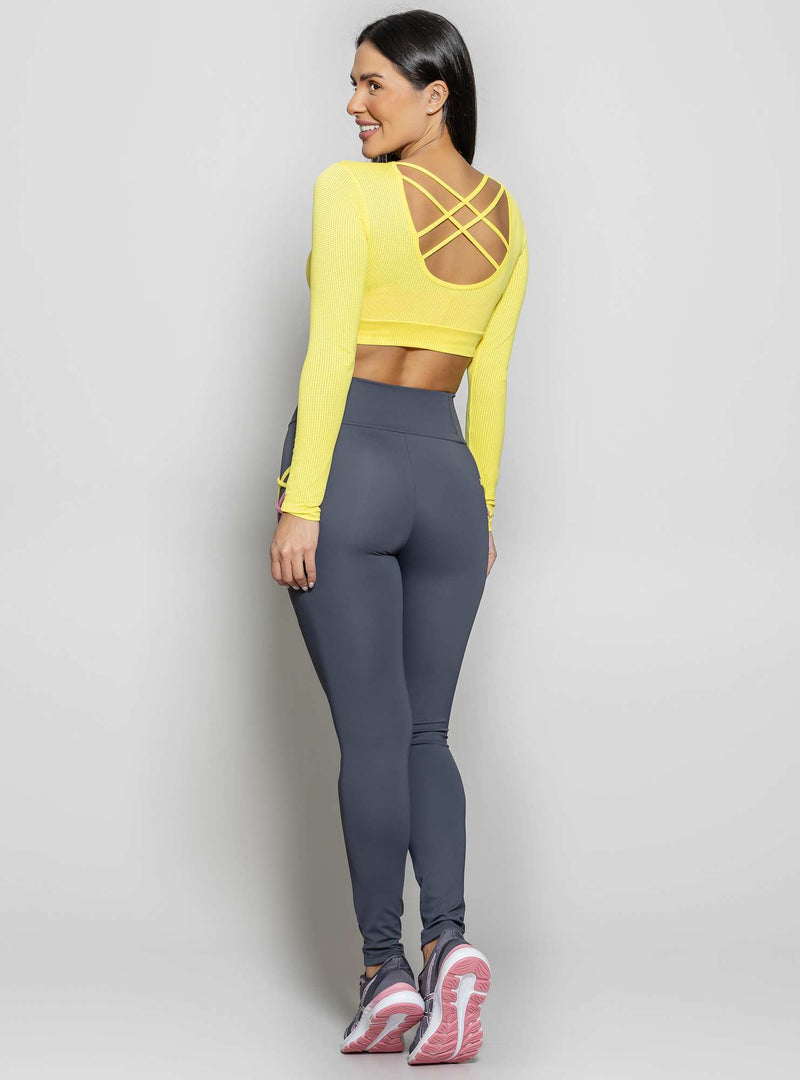 CROPPED MANGA LONGA MAX FRESH AMARELO G