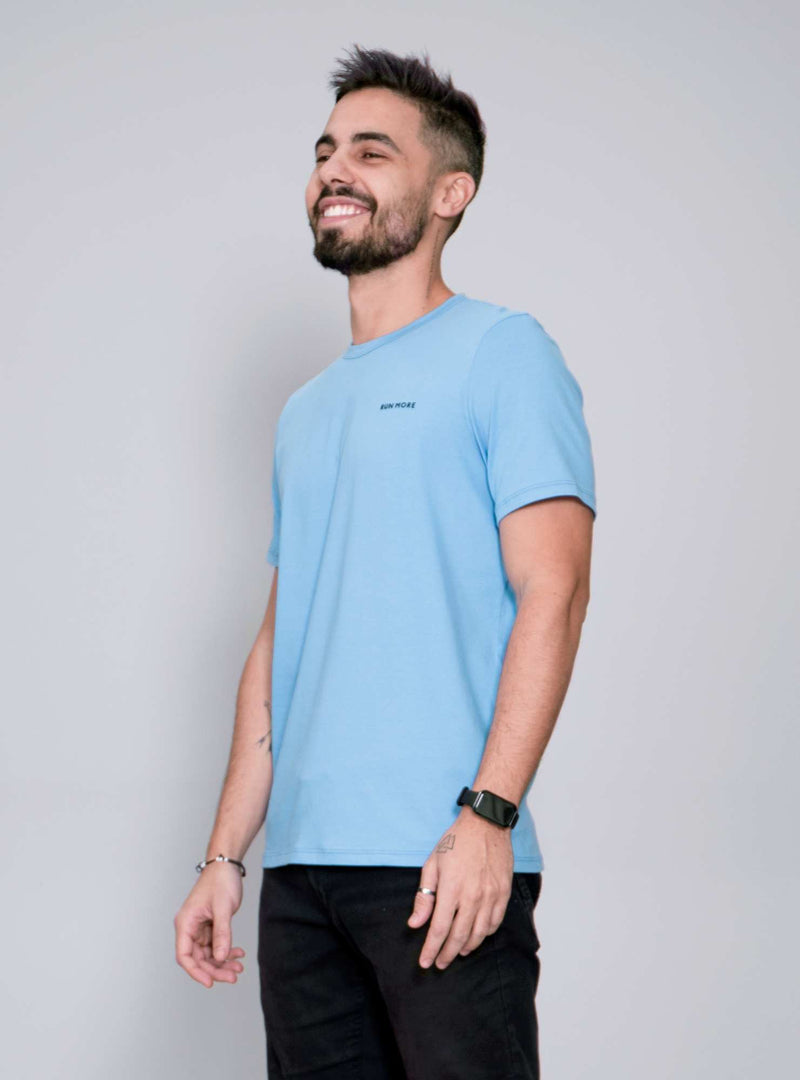 CAMISETA MASCULINA ALGODÃO EGIPICIO AZUL M