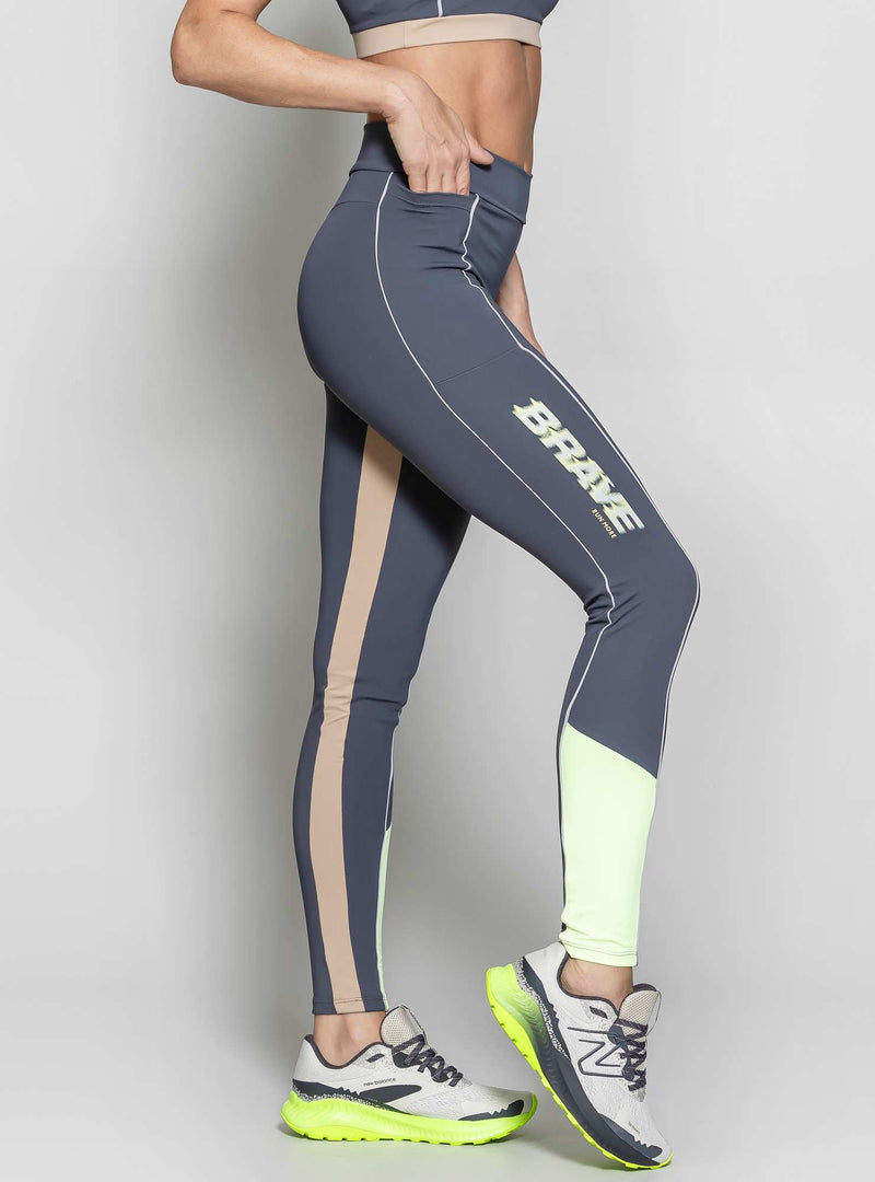 LEGGING COM BOLSO CINZA/VERDE M