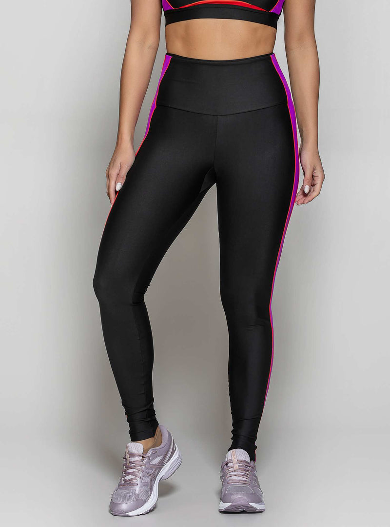 LEGGING CINTURA ALTA PRETO/ROXO MOVE M