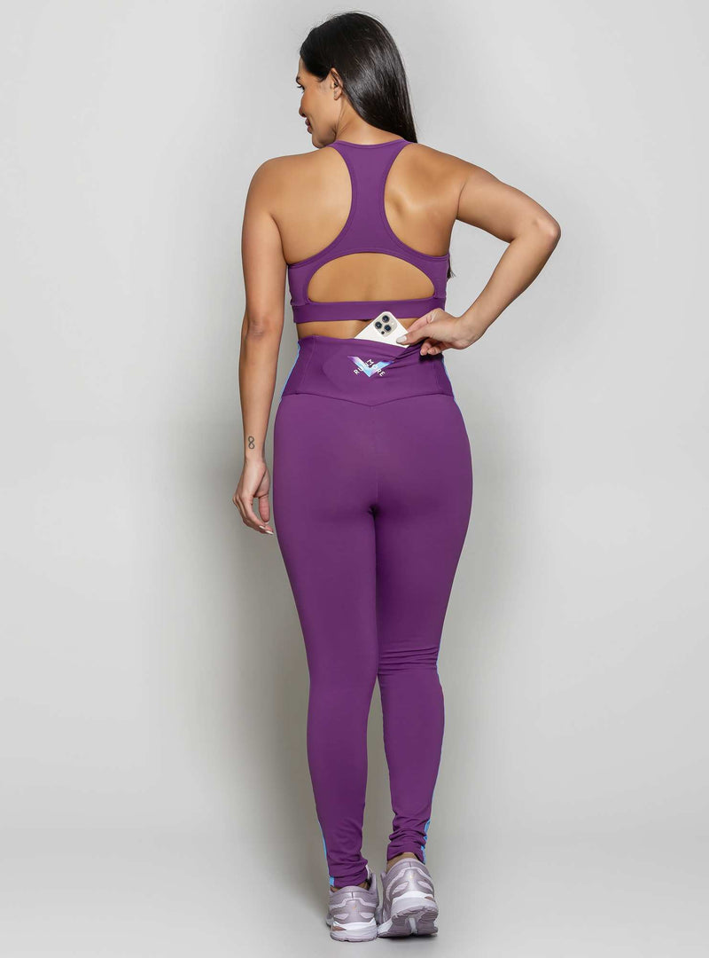 LEGGING CINTURA ALTA POWER FIT ROXO/AZUL M