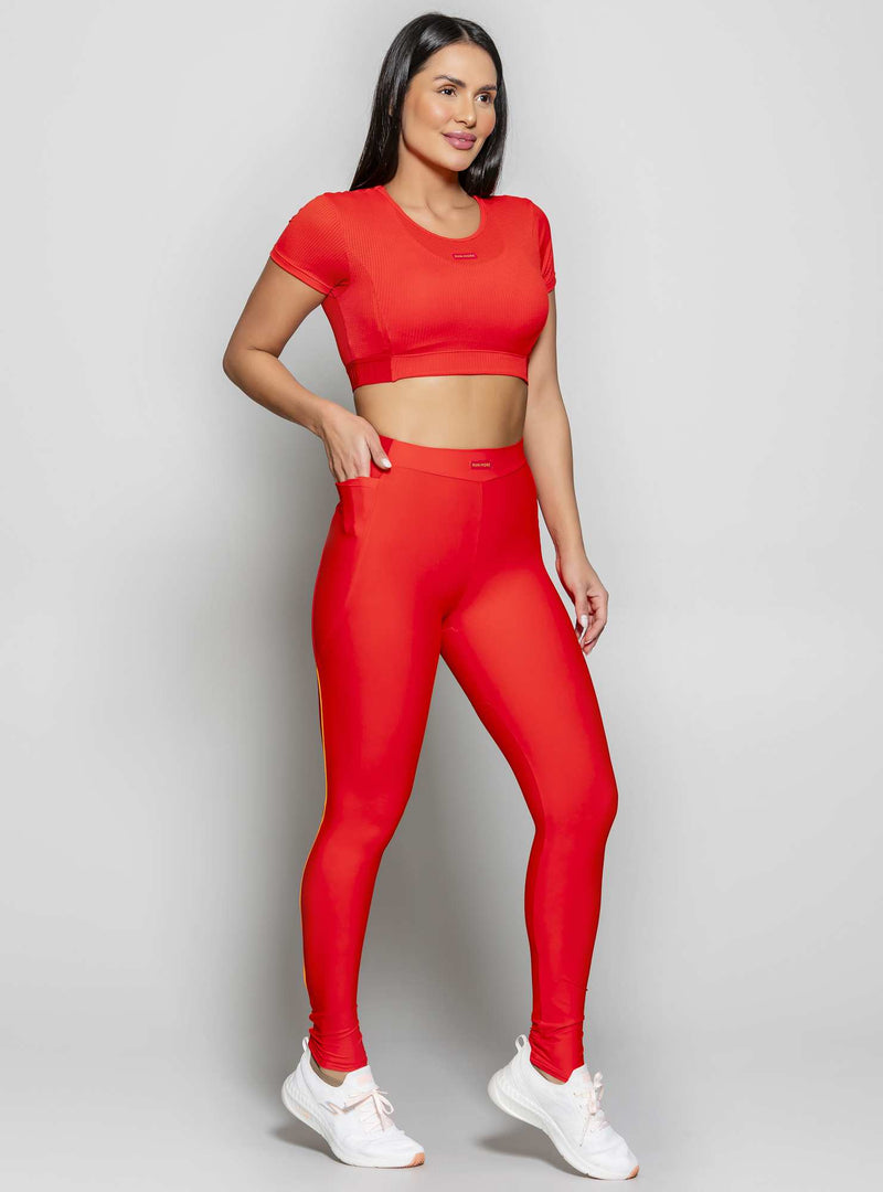 LEGGING BLOCKING VERMELHO/LARANJA P