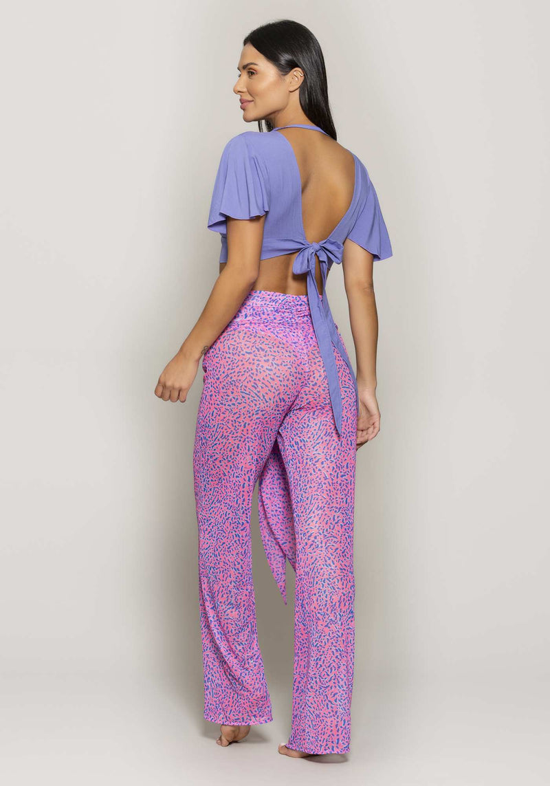 CALÇA PANTALONA TULE PLIE ROSA M