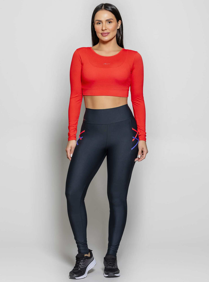 CROPPED MANGA LONGA MAX FRESH VERMELHO P