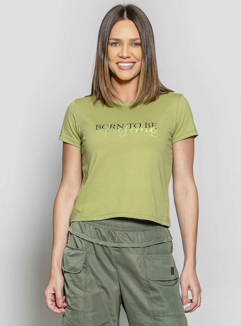 T-SHIRT CROPPED CONFORT VERDE M