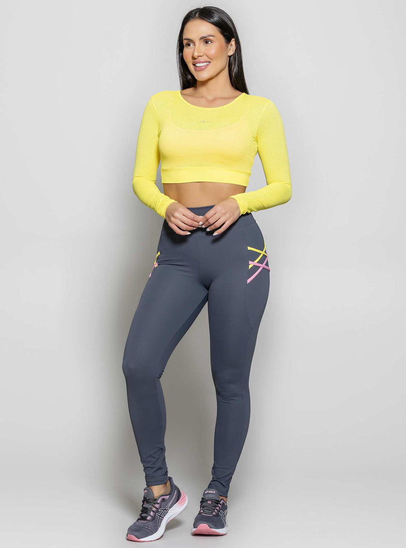 CROPPED MANGA LONGA MAX FRESH AMARELO G