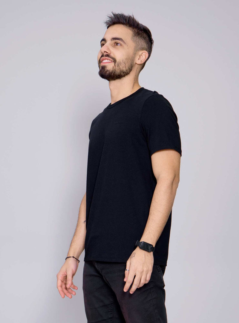 CAMISETA MASCULINA ALGODÃO EGIPICIO PRETO P