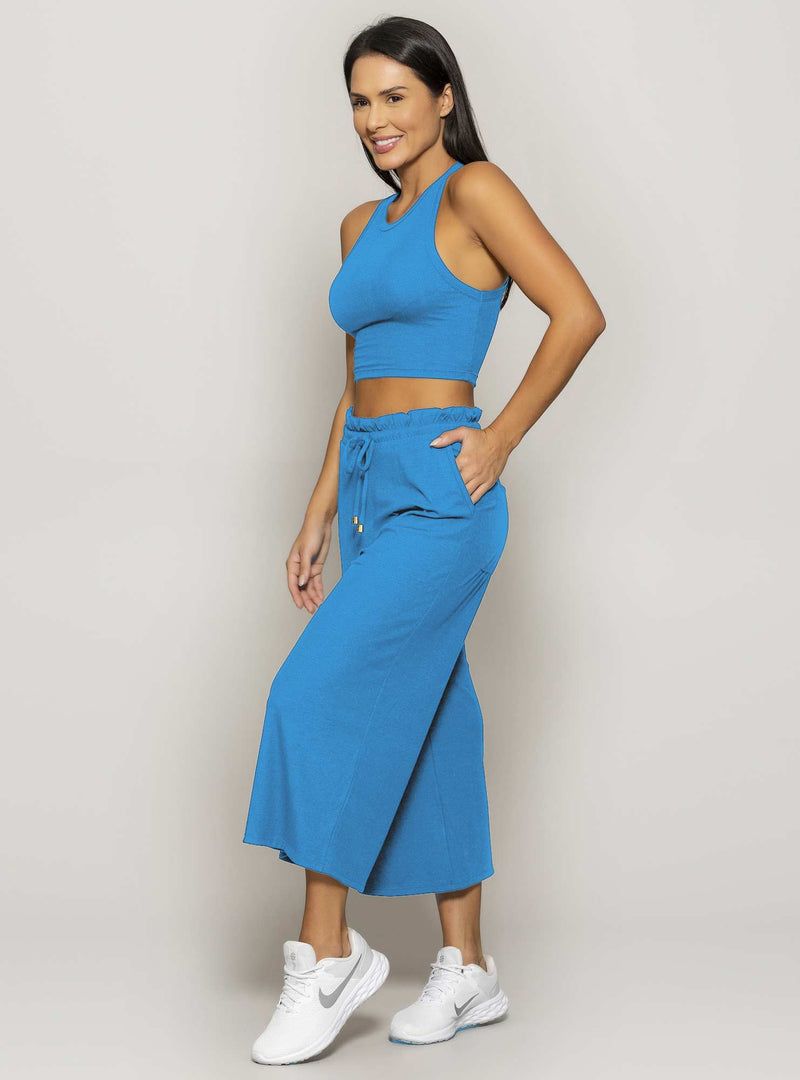 REGATA CROPPED AZUL CANELADO M