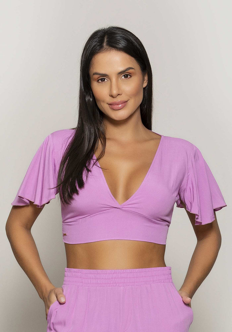 BLUSA CROPPED VISCOSE LILAS M