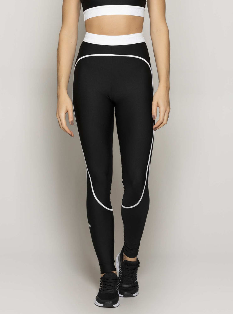 LEGGING COS COM ELASTICO PRETA COM BRANCO P