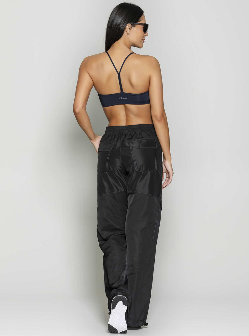 CALÇA WIDE LEG TWILL PRETO P