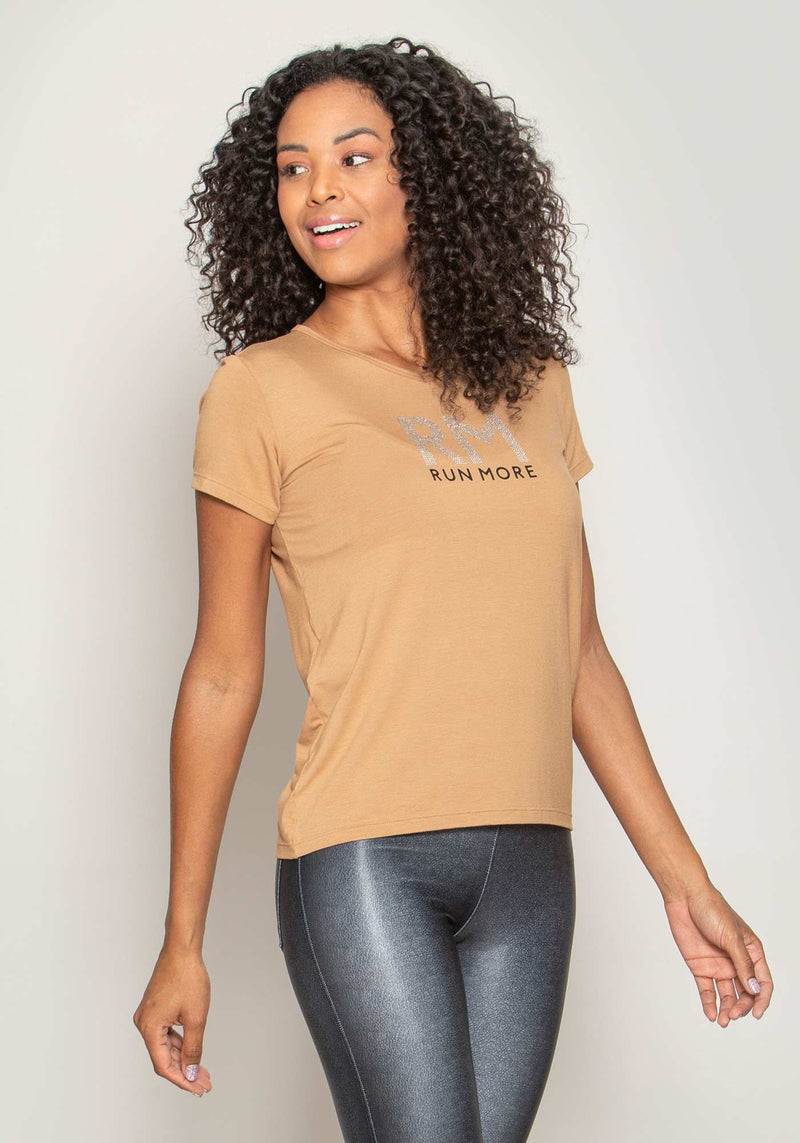 T-SHIRT RUN MORE MALHA VISCOSE MARROM M