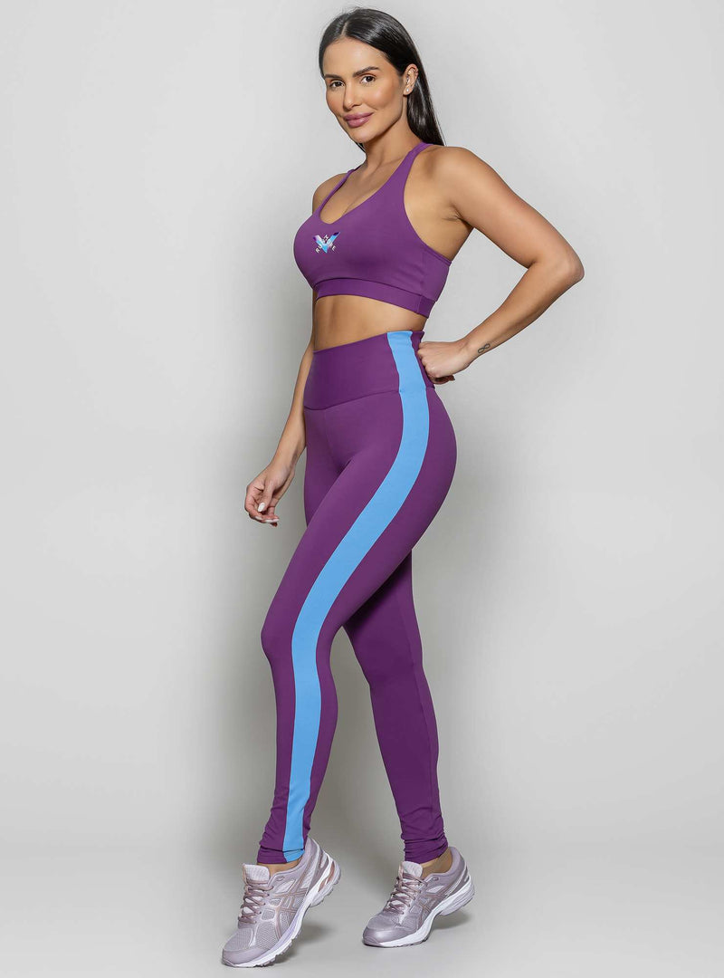 LEGGING CINTURA ALTA POWER FIT ROXO/AZUL M