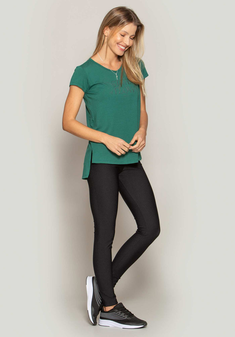 BLUSA ALONGADA MALHA VISCOSE VERDE M