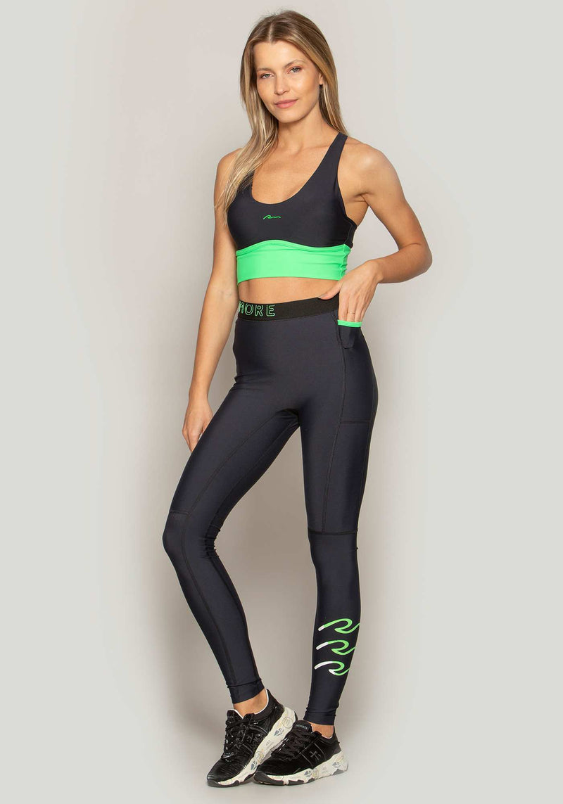 LEGGING RM PRETO COM VERDE P