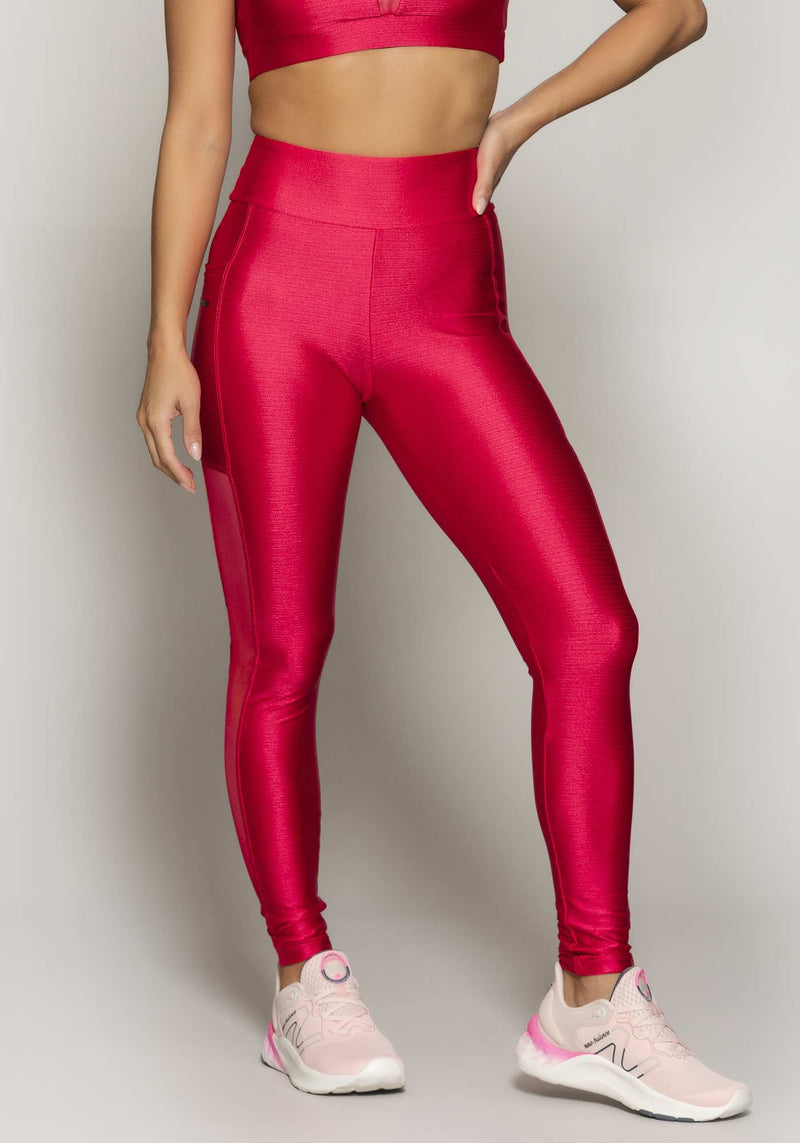 LEGGING COM BOLSO SHINE RISCADO ROSA P