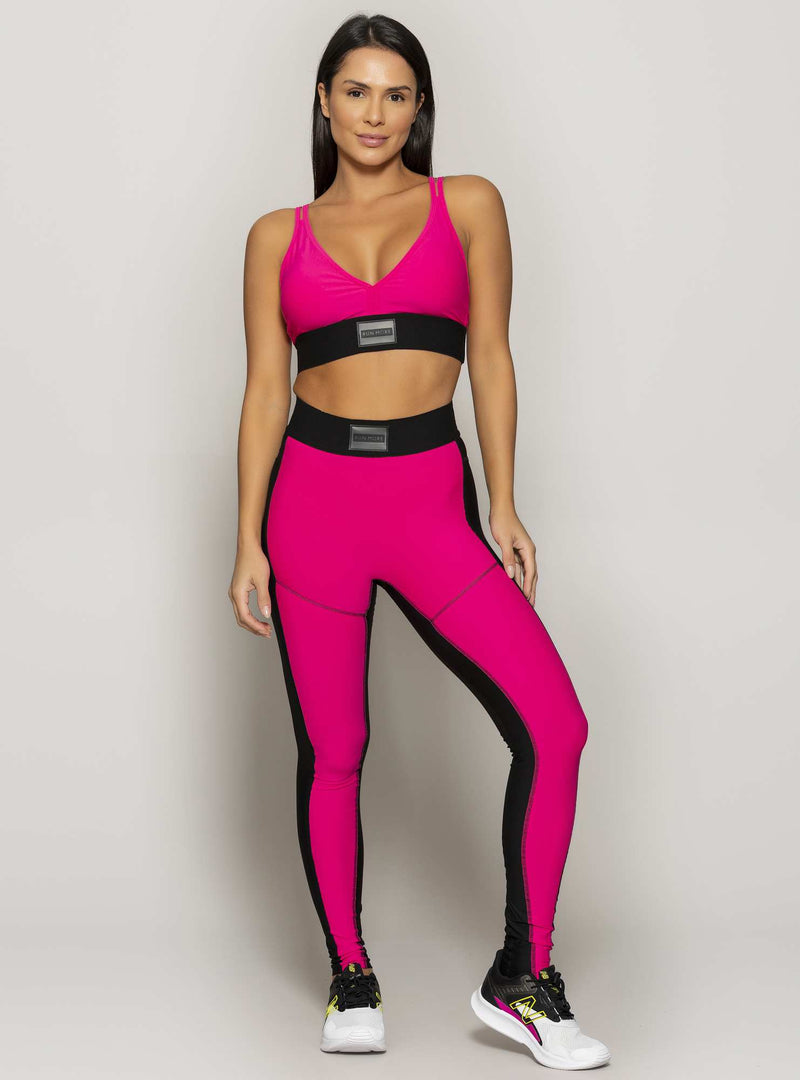 LEGGING COS COM ELASTICO PRETA COM PINK   M