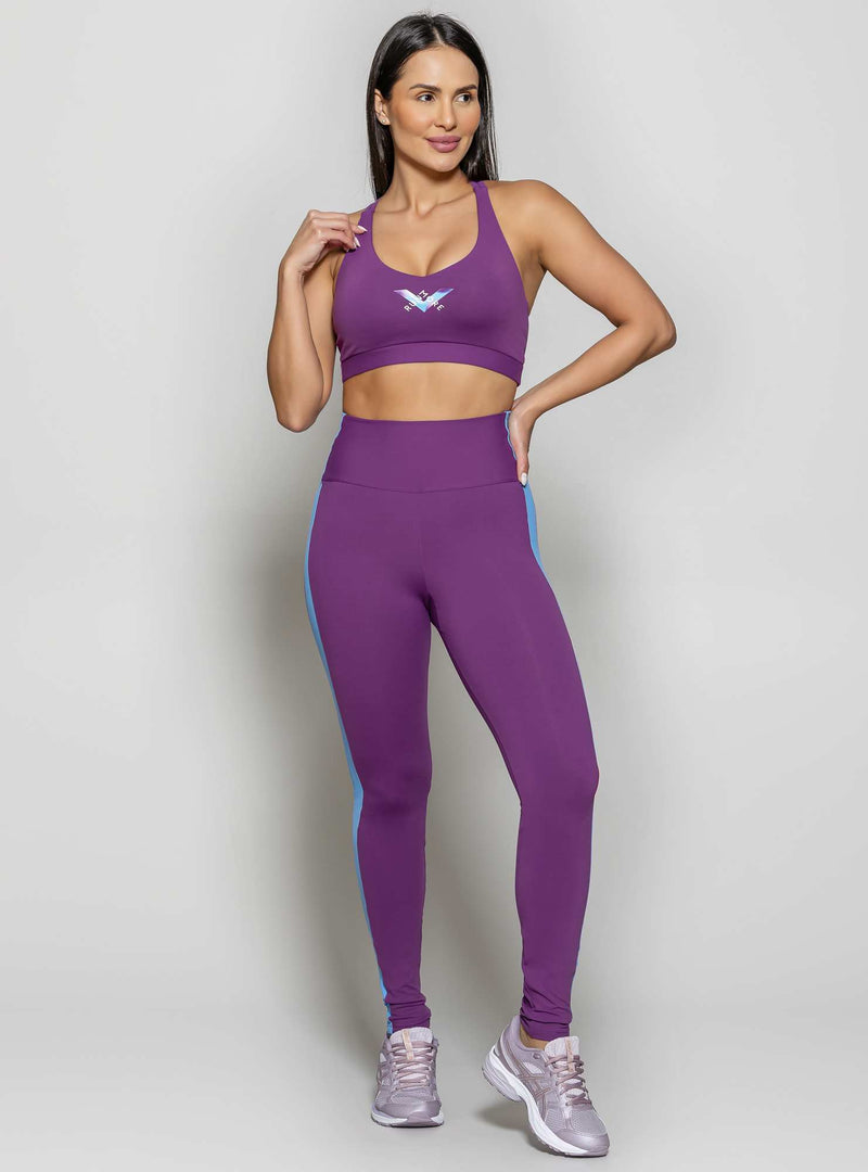 LEGGING CINTURA ALTA POWER FIT ROXO/AZUL M