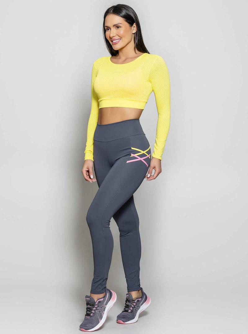 CROPPED MANGA LONGA MAX FRESH AMARELO P