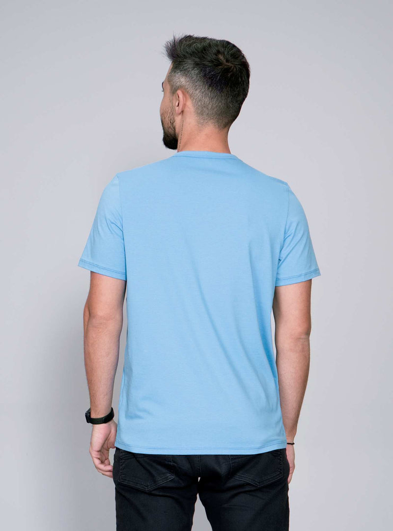 CAMISETA MASCULINA ALGODÃO EGIPICIO AZUL M