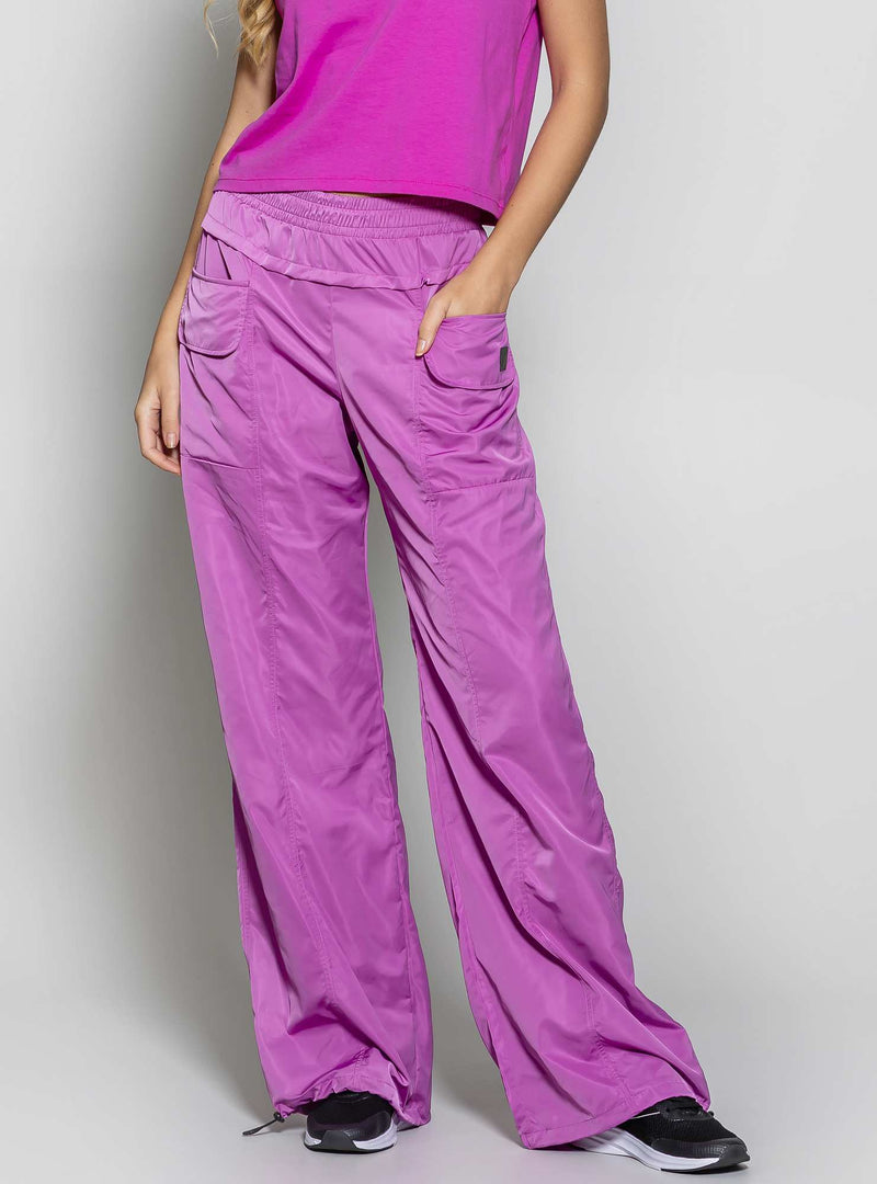 CALÇA WIDE LEG TWILL ROXO M