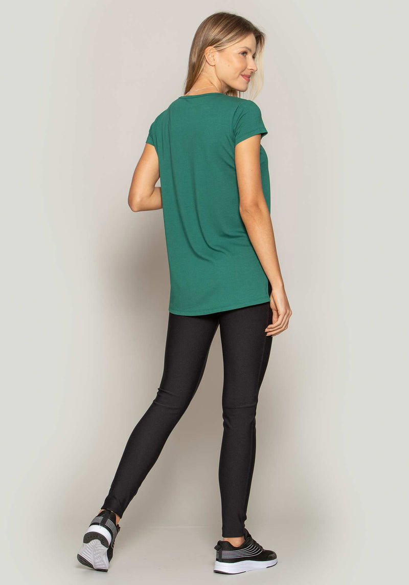 BLUSA ALONGADA MALHA VISCOSE VERDE M