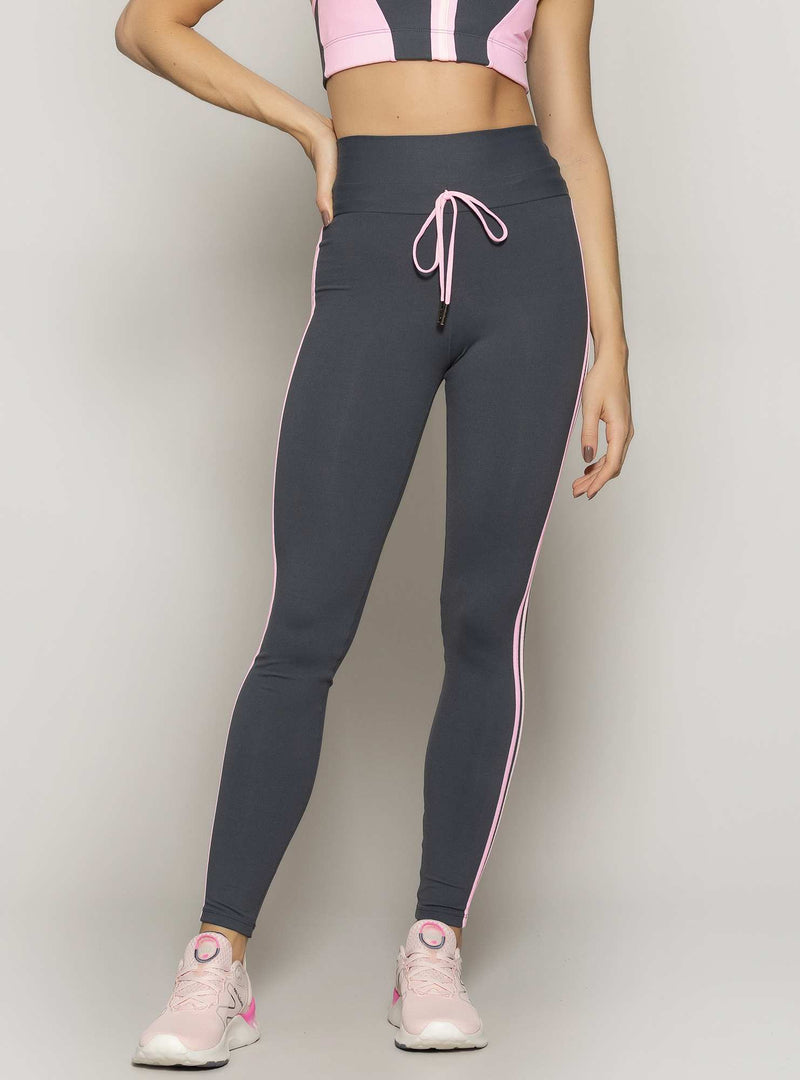 LEGGING COM BOLSO POWER FIT CINZA/ROSA P