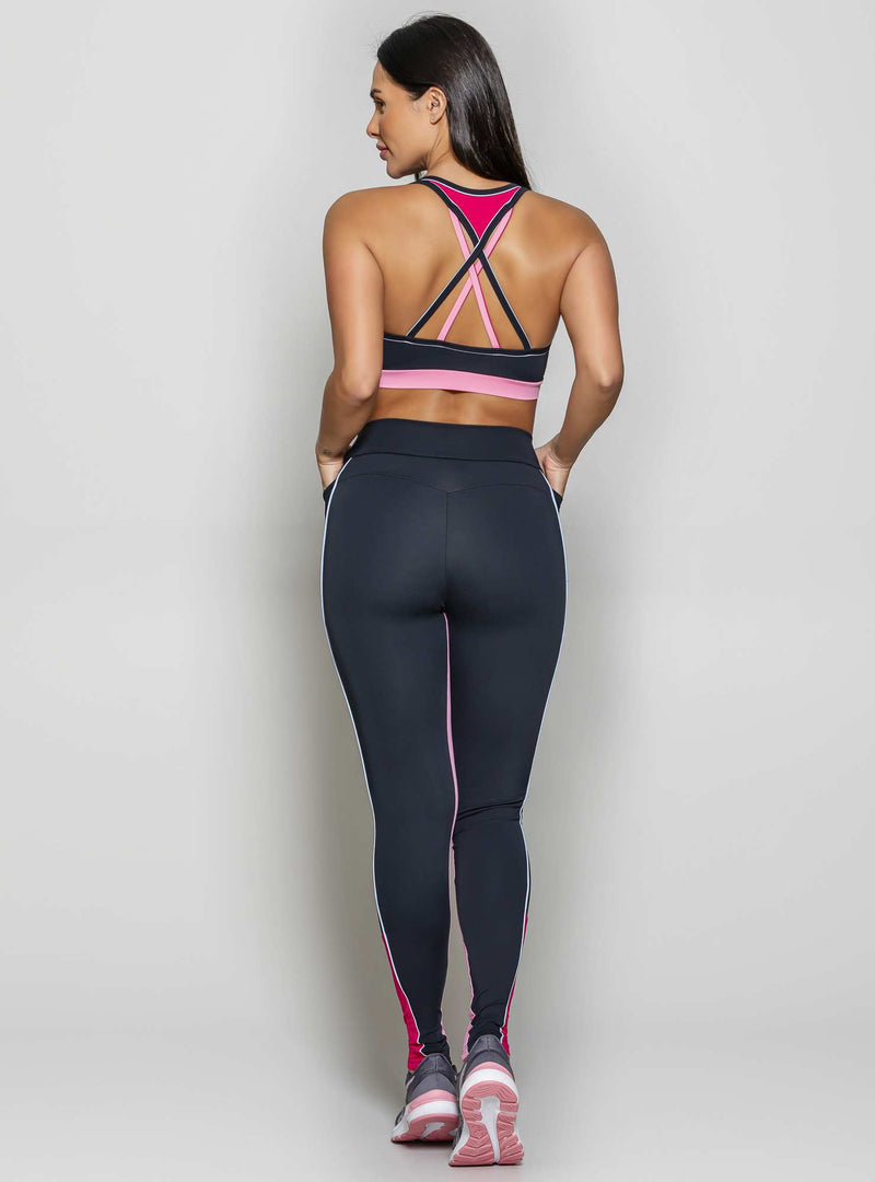 LEGGING COM BOLSO PRETO/ROSA P