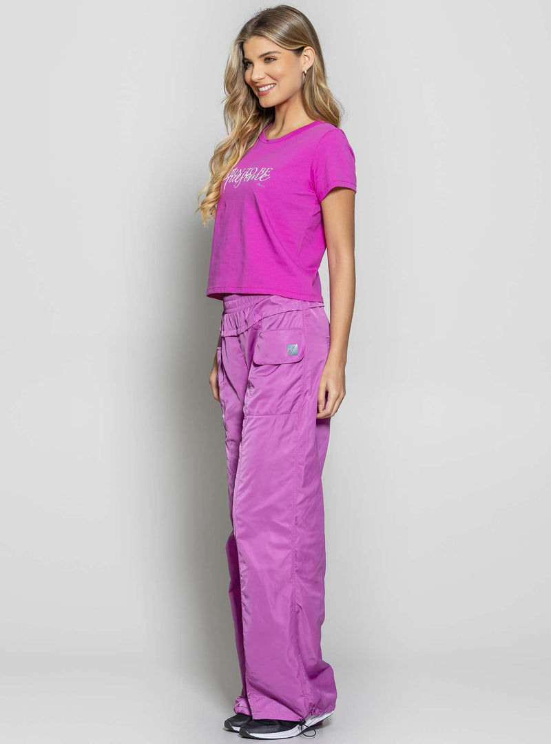 CALÇA WIDE LEG TWILL ROXO M