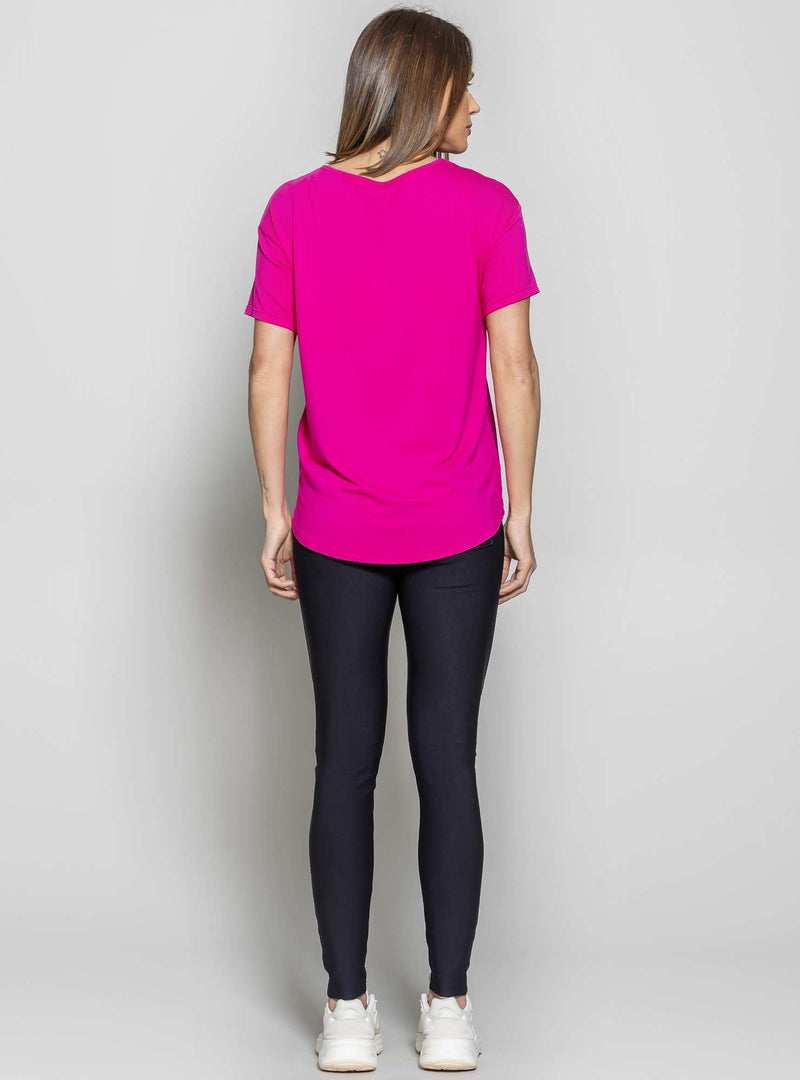 BLUSA ALONGADA MALHA VISCOSE ROSA M