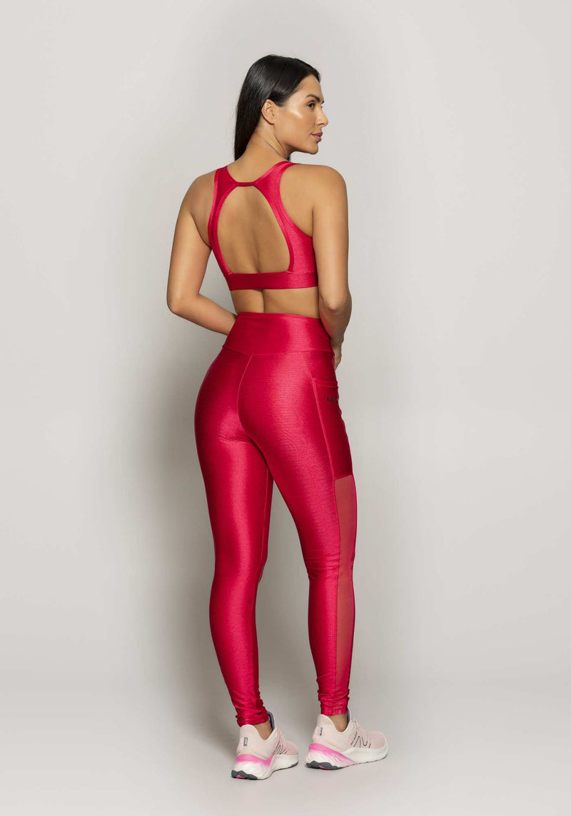 LEGGING COM BOLSO SHINE RISCADO ROSA P