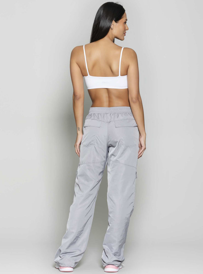 CALÇA WIDE LEG TWILL CINZA P