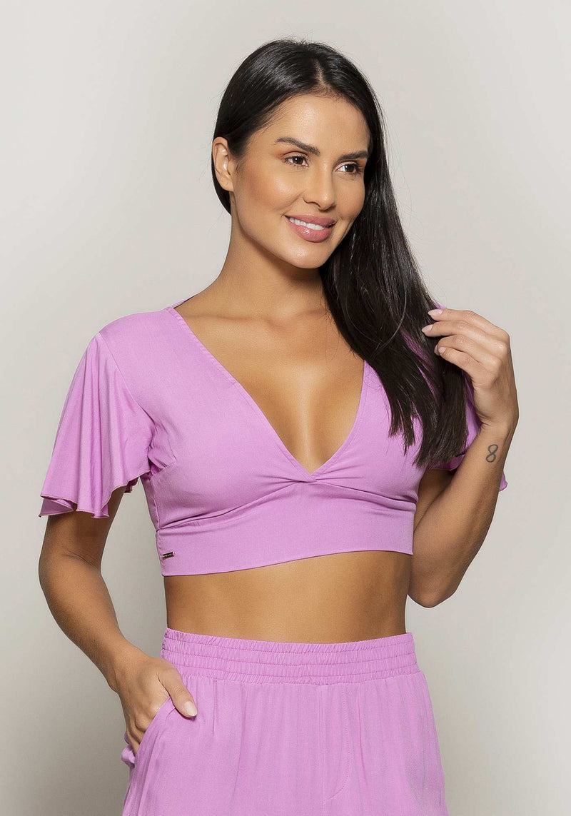 BLUSA CROPPED VISCOSE LILAS M