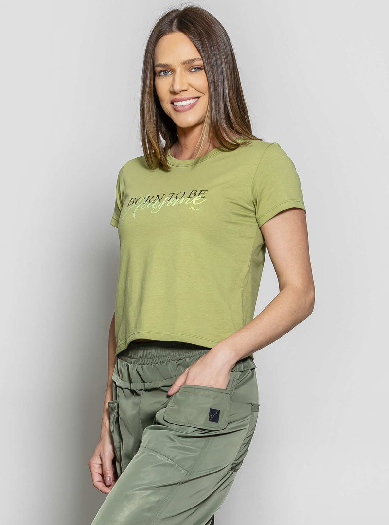 T-SHIRT CROPPED CONFORT VERDE M