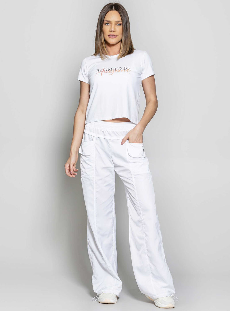 CALÇA WIDE LEG TWILL BRANCO M