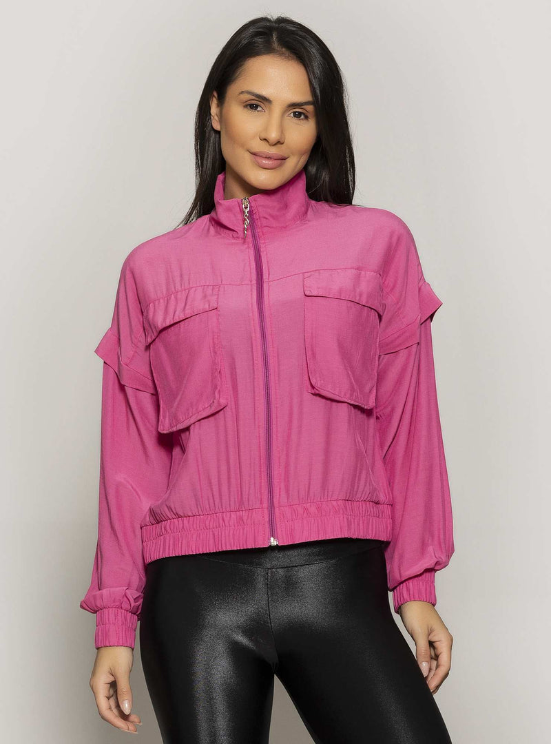 JAQUETA BOMBER RAYON CHEMISE LISO ROSA M