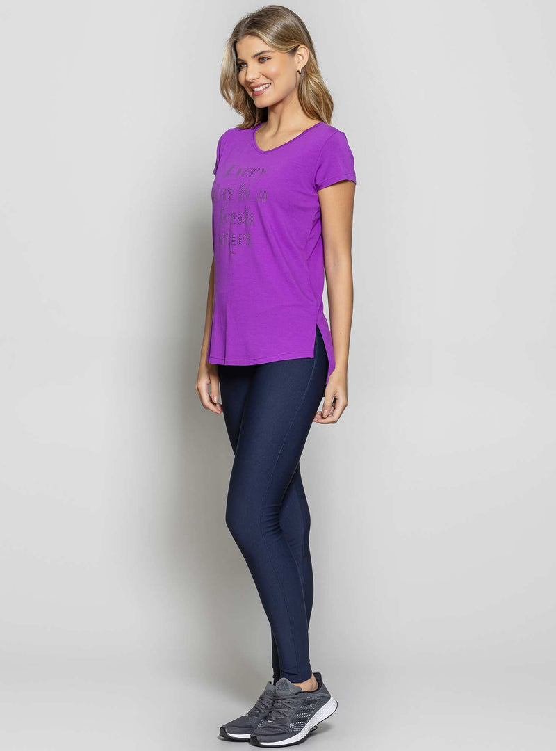 BLUSA ALONGADA MALHA VISCOSE ROXO M