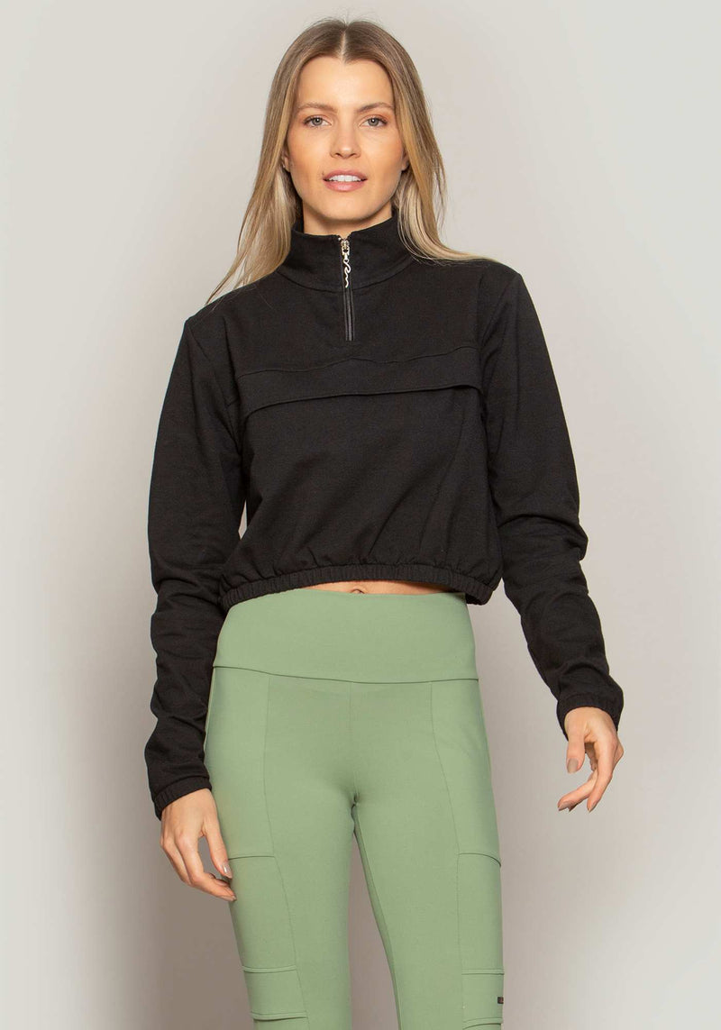 BLUSAO CROPPED MOLETINHO PRETO M