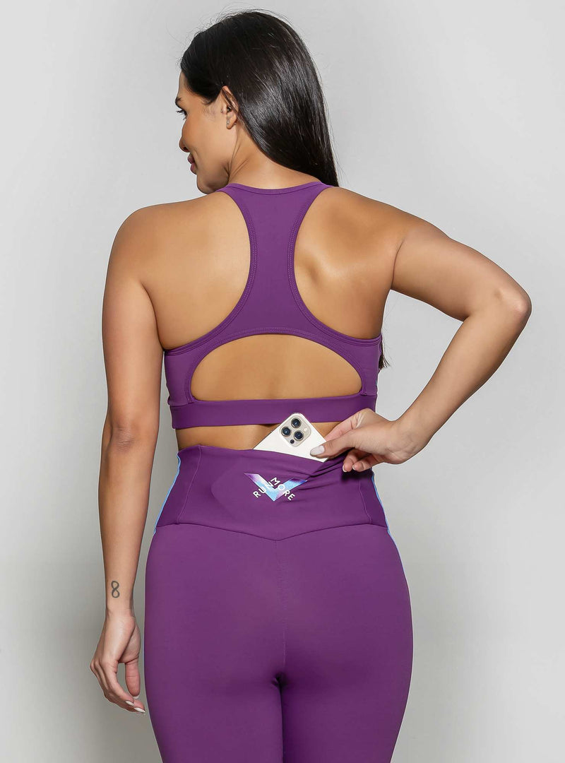 LEGGING CINTURA ALTA POWER FIT ROXO/AZUL M