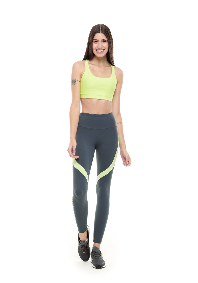 LEGGING POWER FIT CINZA / VERDE  M