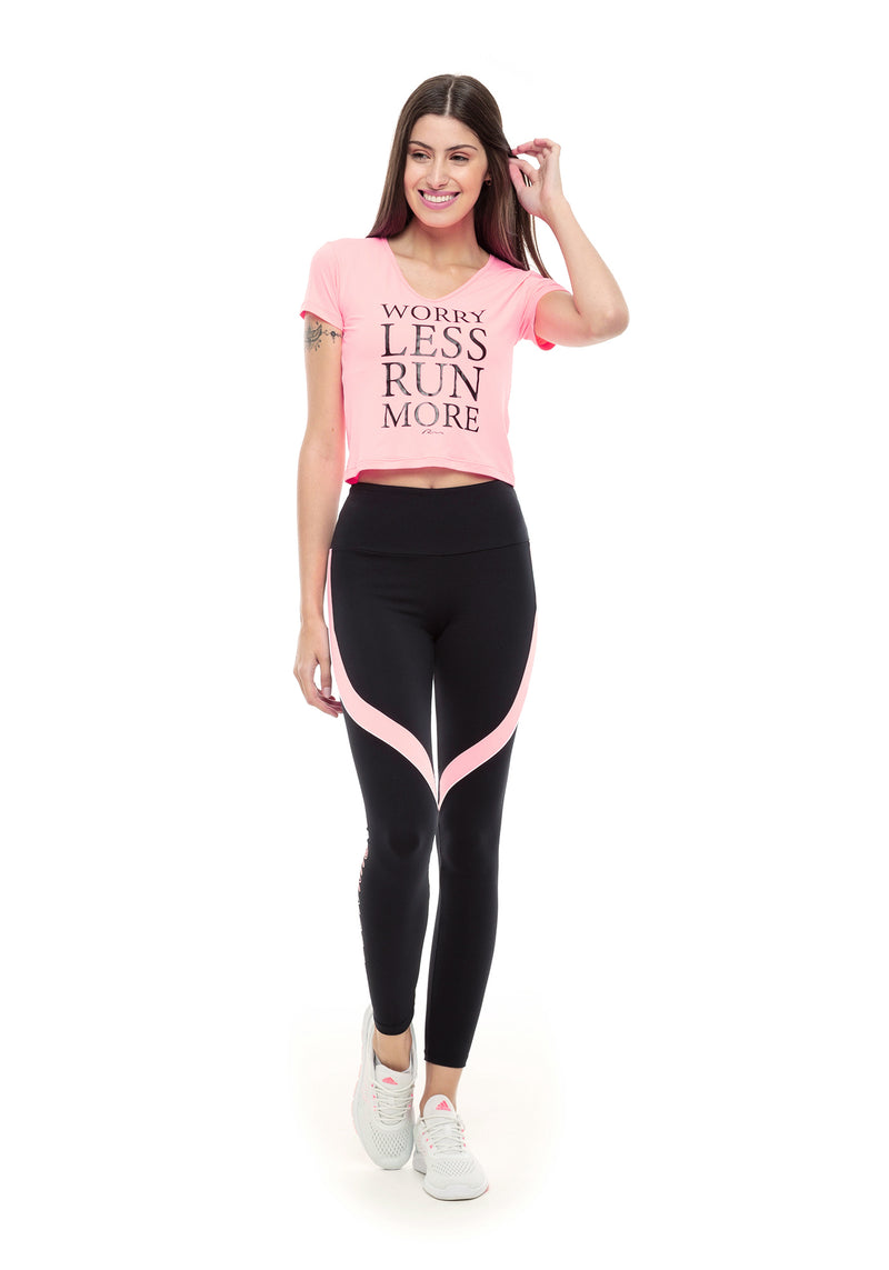 LEGGING RUN MORE POWER FIT PRETO/ROSA P