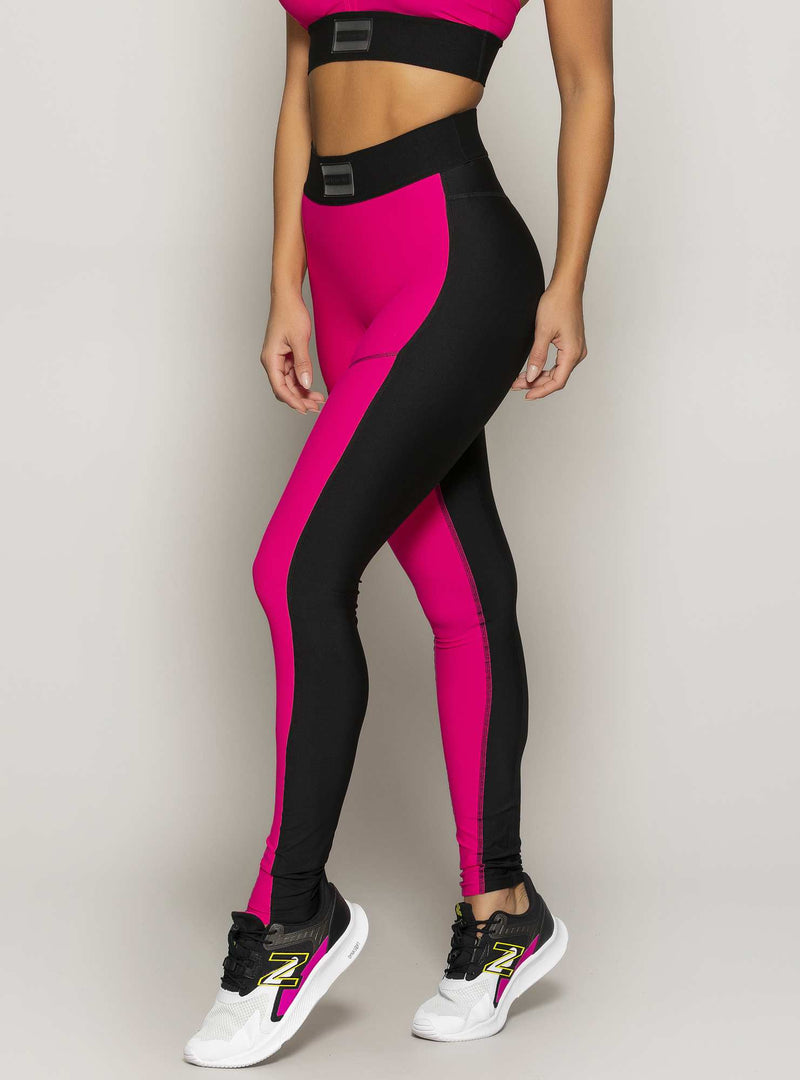 LEGGING COS COM ELASTICO PRETA COM PINK   M