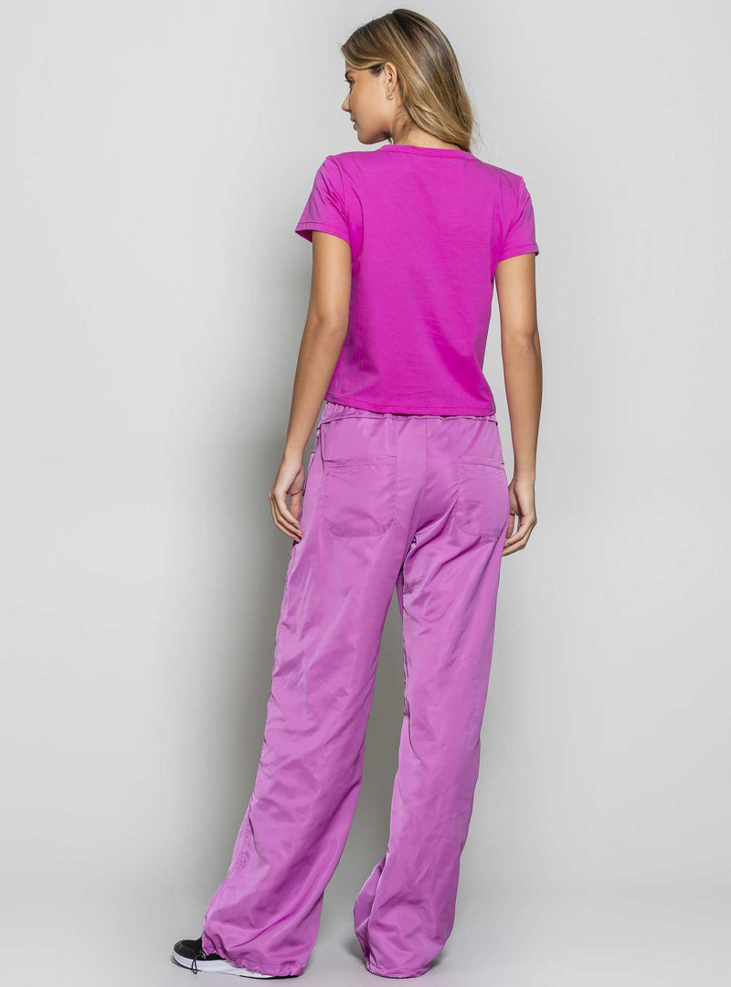 CALÇA WIDE LEG TWILL ROXO M