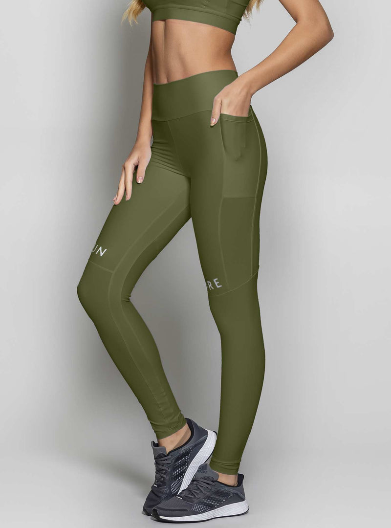 LEGGING BLOCKING VERDE MILITAR M